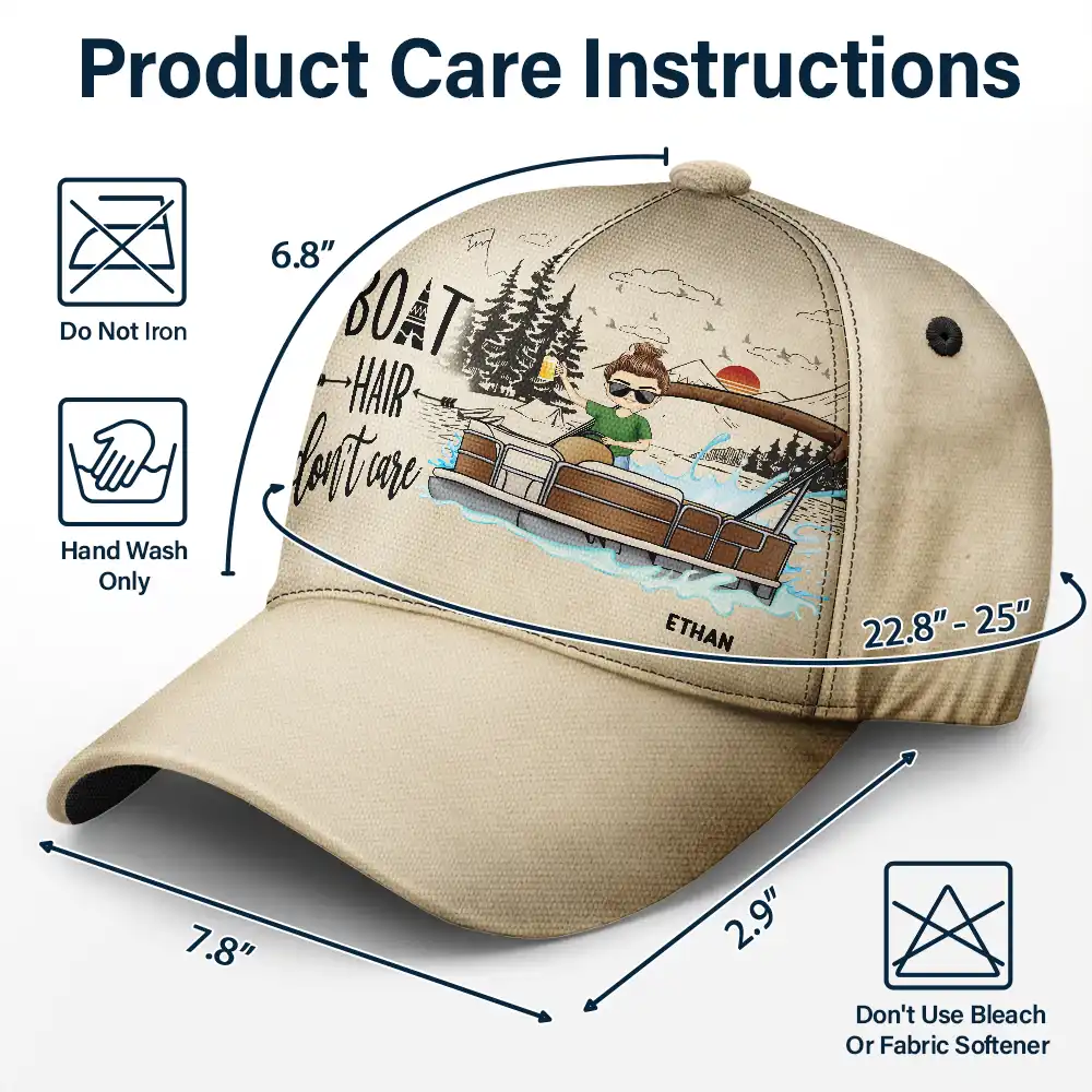 Boat Hair Don't Care - Personalized Classic Cap - Image 7