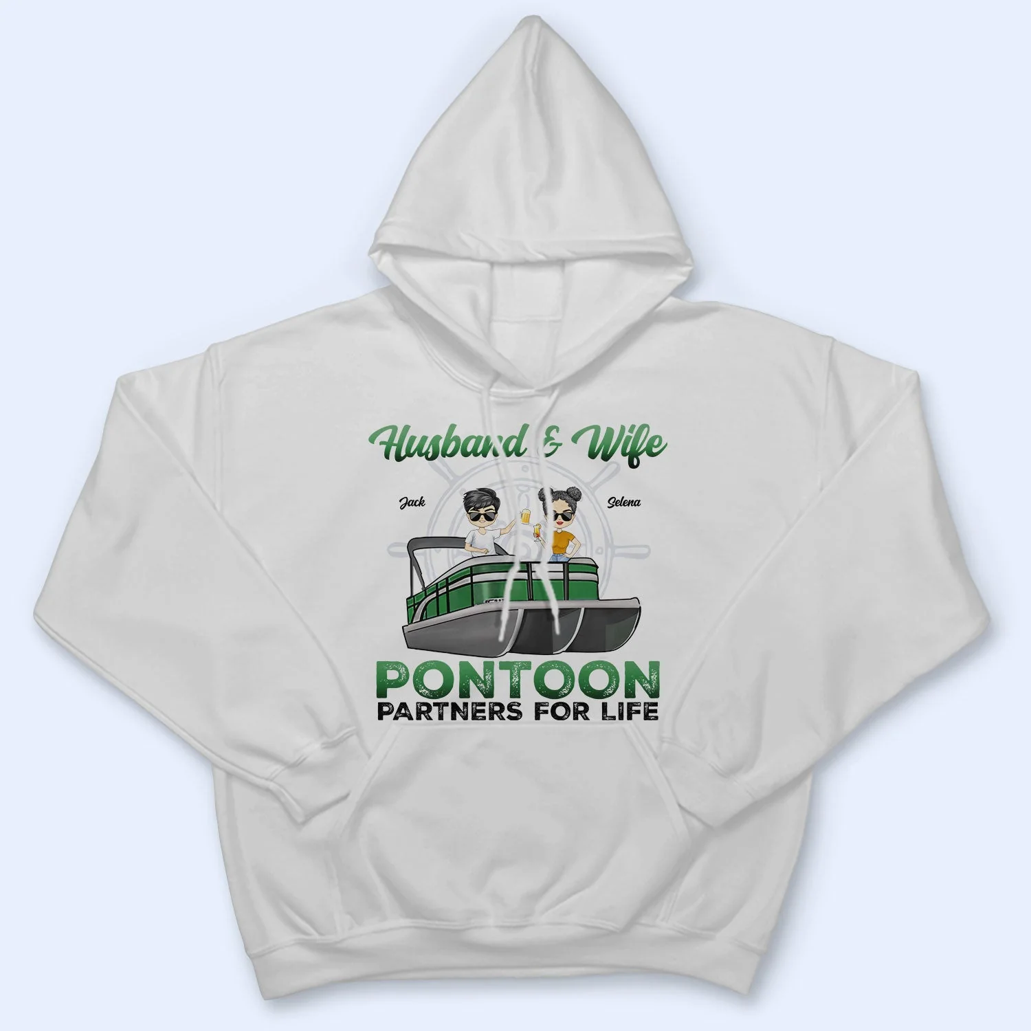 Boating Husband & Wife Pontoon Partners For Life - Traveling, Cruising Gift For Couples, Pontooning Lovers, Beach Lovers, Travelers - Personalized Custom T Shirt - Image 4
