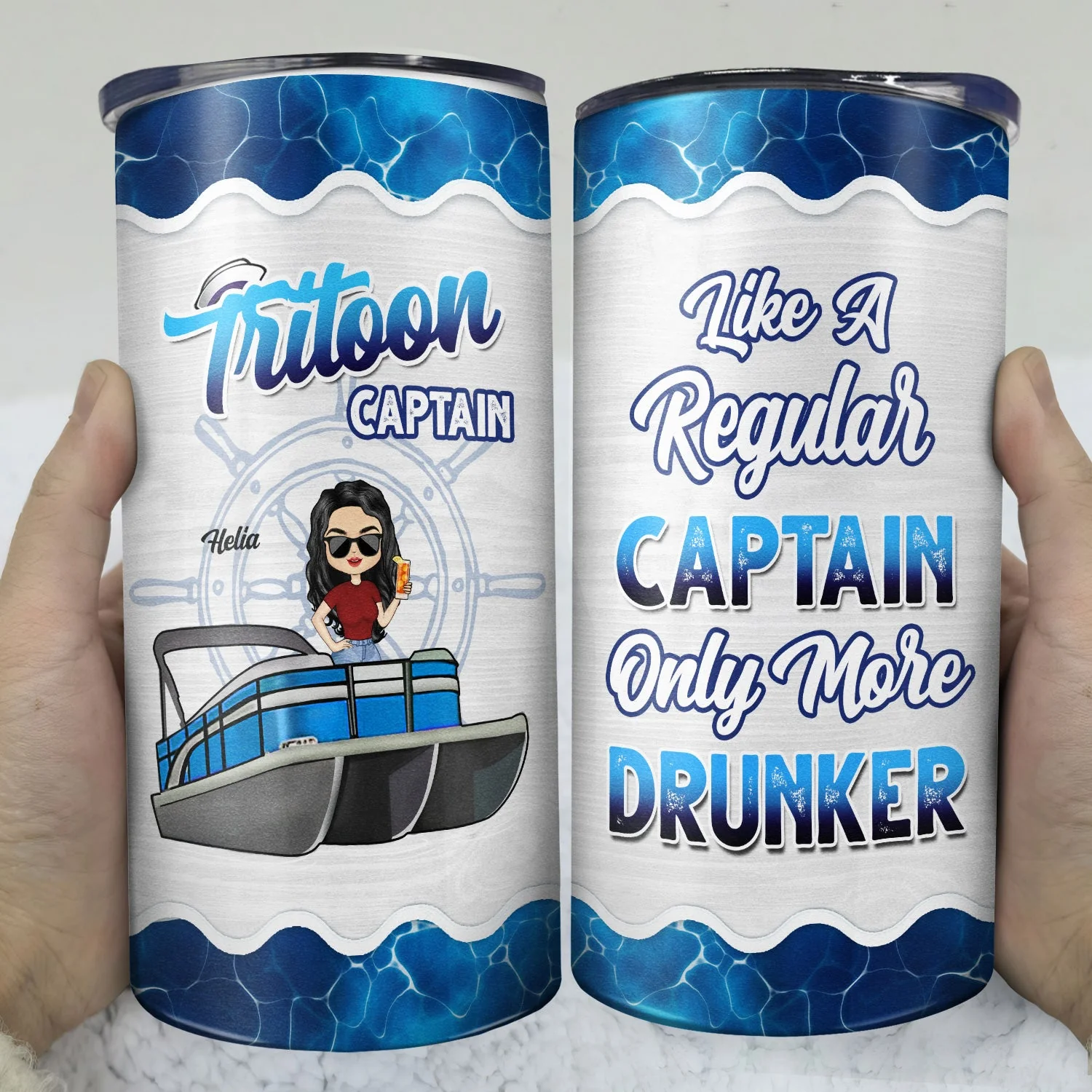 Boating Pontoon Captain - Birthday, Traveling, Cruising Gift For Pontooning Lovers, Lake Lovers, Travelers - Personalized Custom 4 In 1 Can Cooler Tumbler - Image 3