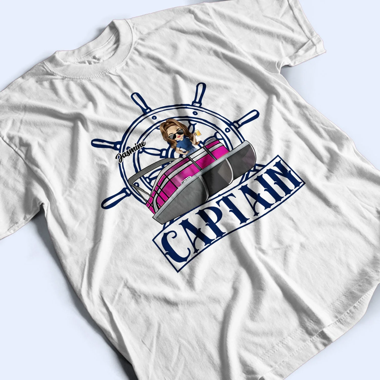 Boating Pontoon Captain First Mate - Gift For Couples, Husband, Wife, Pontooning Lovers, Lake Lovers, Travelers - Personalized T Shirt - Image 3