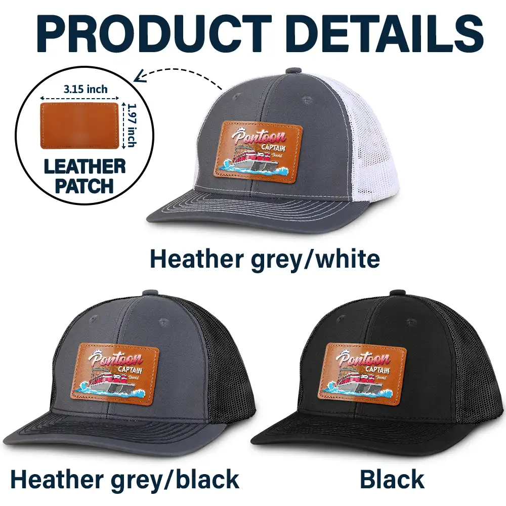 Boating Pontoon Captain Queen - Personalized Leather Patch Hat - Image 5