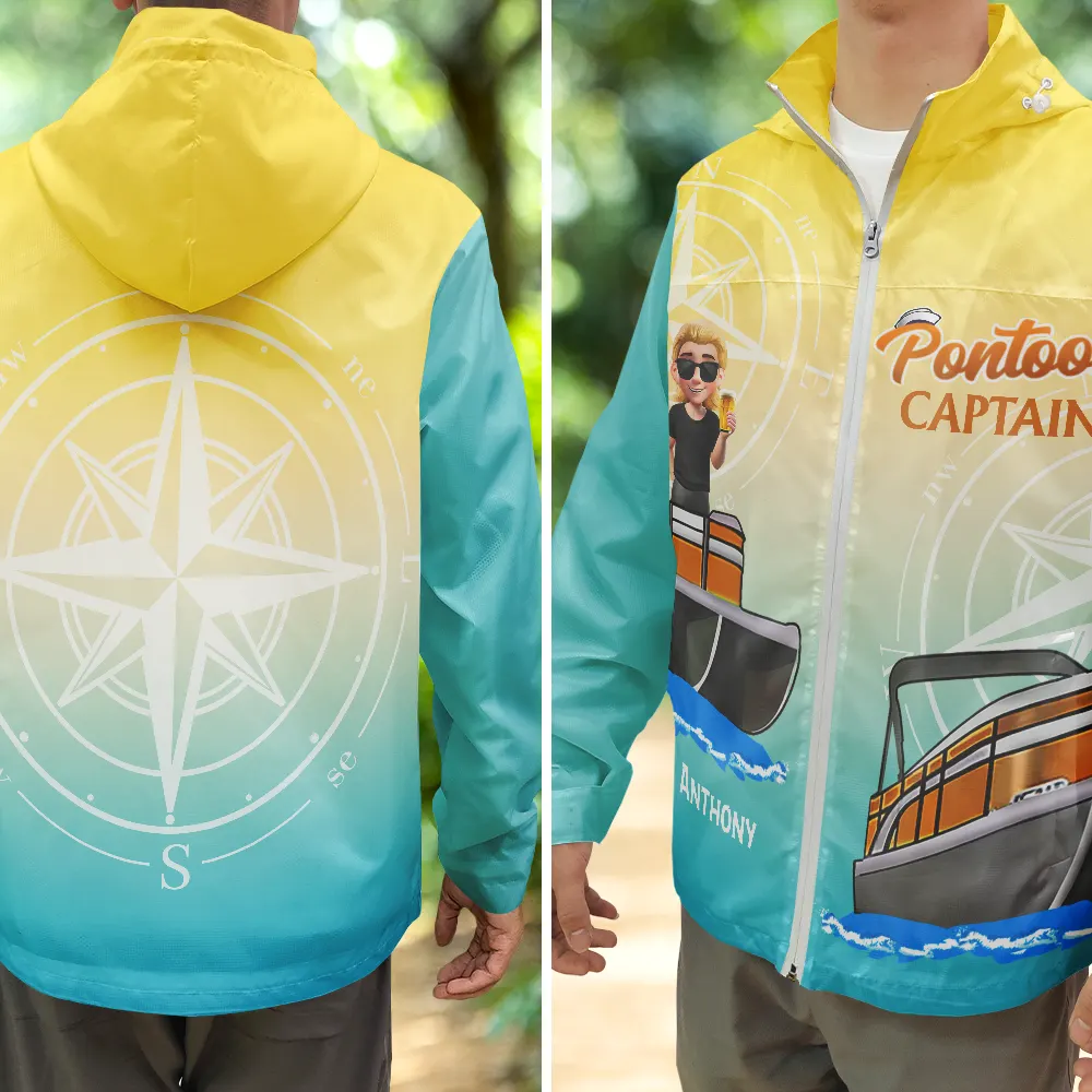 Boating Pontoon Captain Traveling 3D Effect - Personalized Rain Jacket - Image 3