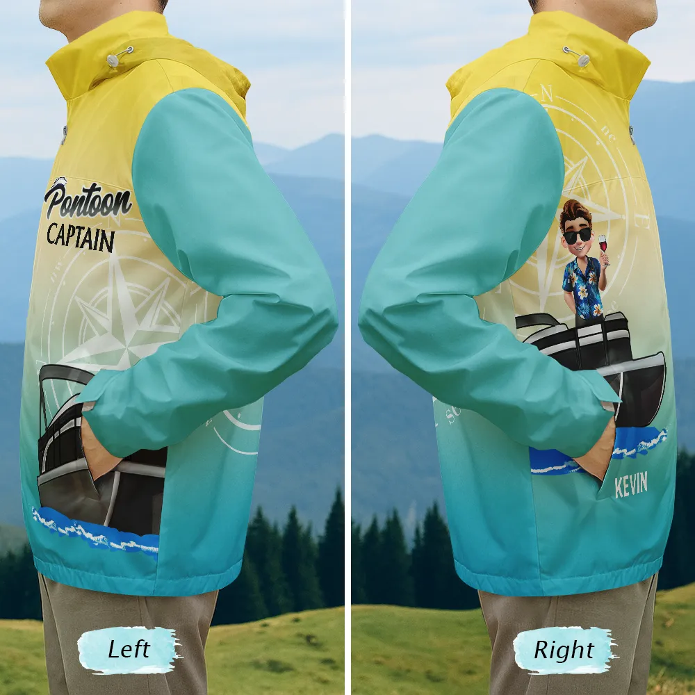 Boating Pontoon Captain Traveling 3D Effect - Personalized Rain Jacket - Image 5