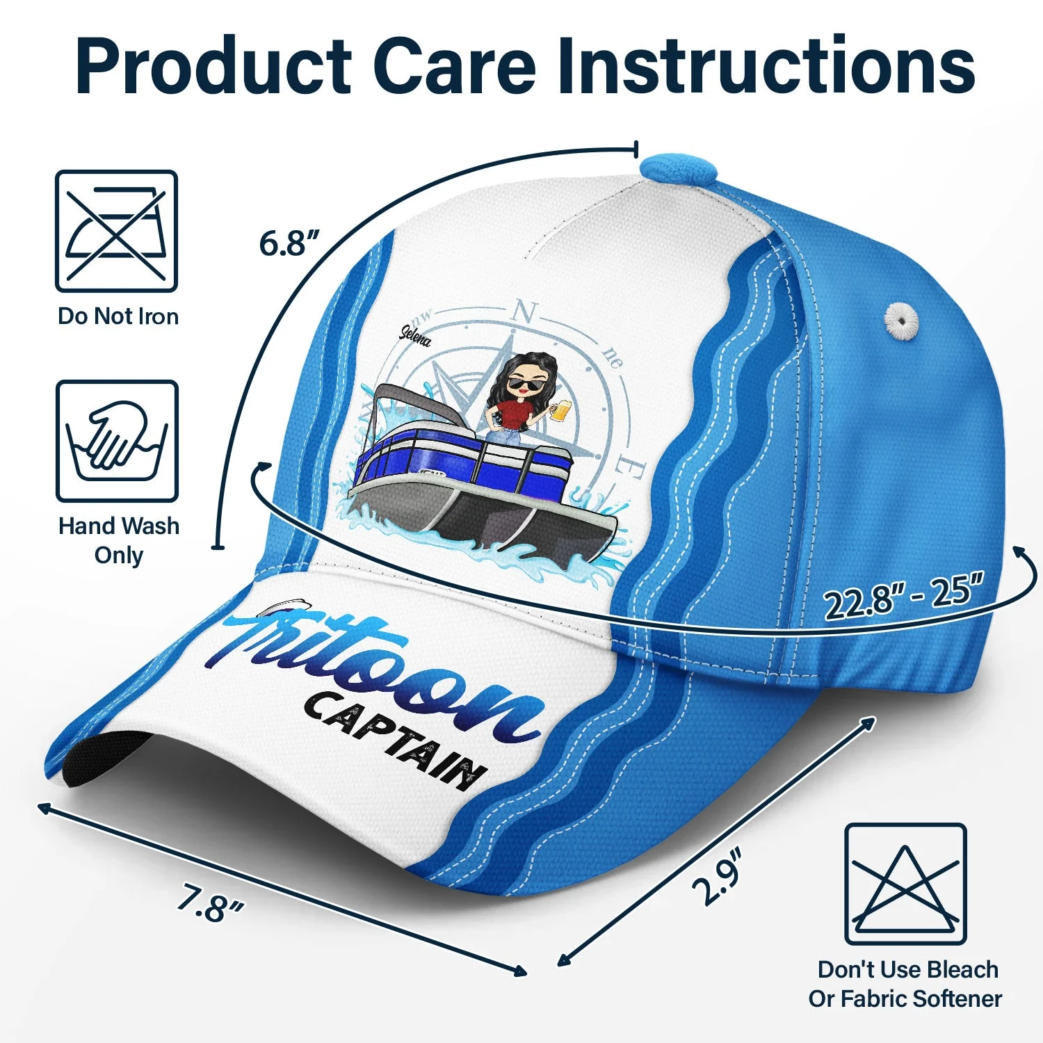 Boating Pontoon Captain Tritoon Captain - Gift For Pontooning Lovers, Lake Lovers, Travelers - Personalized Classic Cap - Image 7