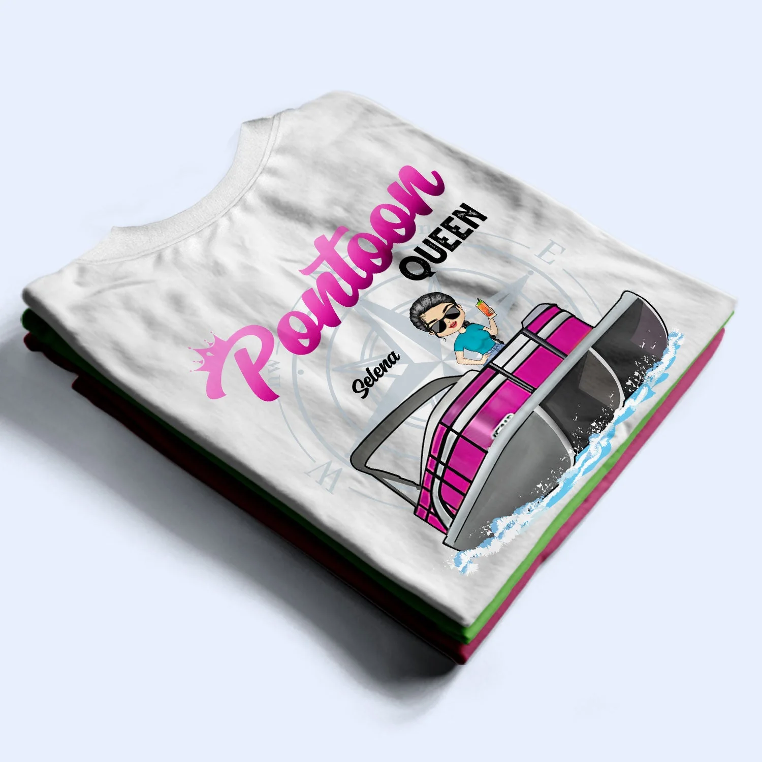Boating Pontoon Queen - Birthday Gift For Women, Pontooning Lovers, Lake Lovers, Travelers - Personalized Custom T Shirt - Image 2