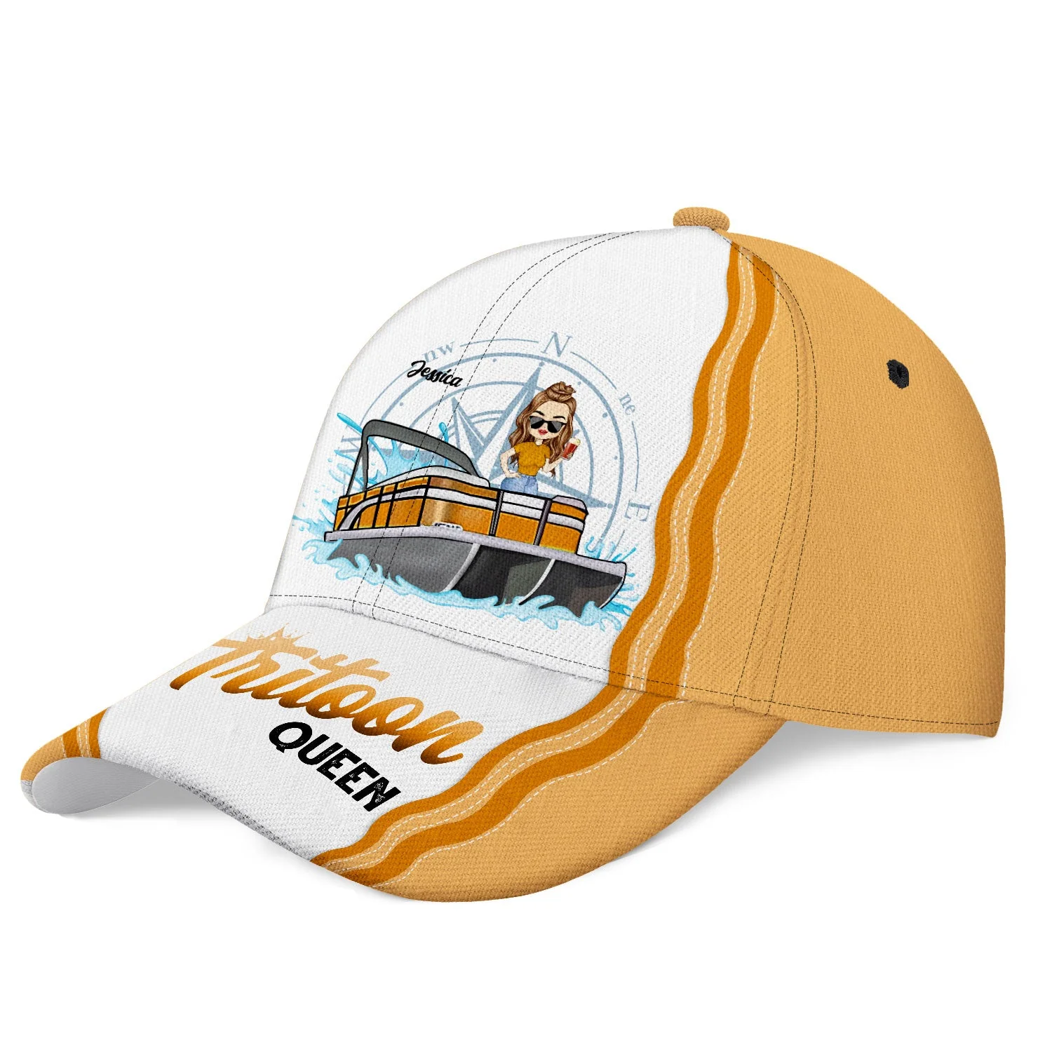 Boating Pontoon Queen Tritoon Queen - Gift For Pontooning Lovers, Lake Lovers, Travelers - Personalized Classic Cap - Image 2
