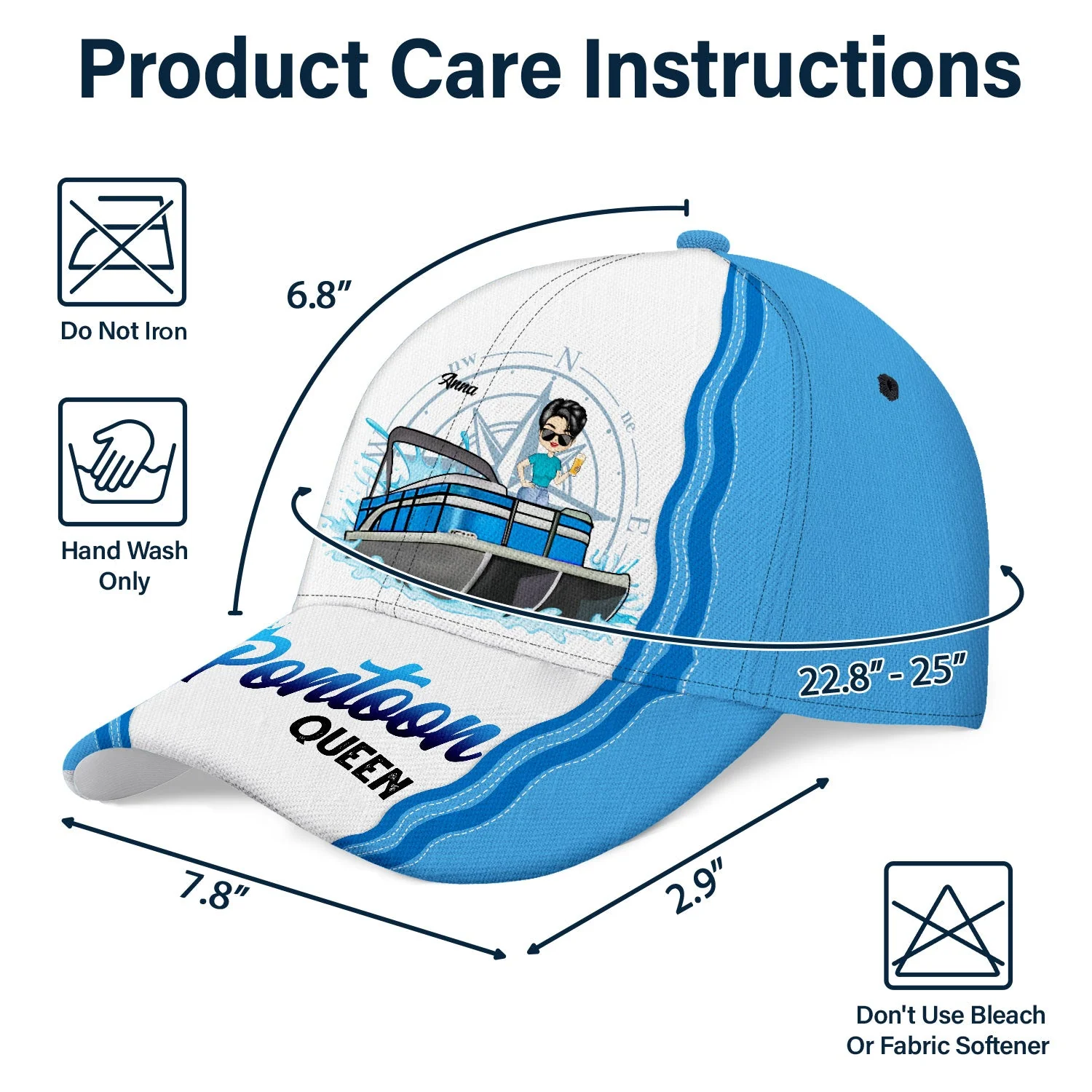 Boating Pontoon Queen Tritoon Queen - Gift For Pontooning Lovers, Lake Lovers, Travelers - Personalized Classic Cap - Image 4