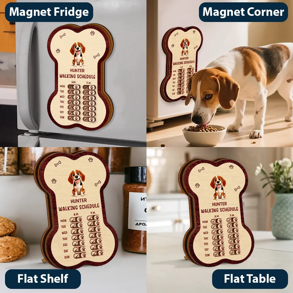Bone Shaped Feeding And Medication Tracker - Personalized Wooden Pet Feeding Reminder - Image 6