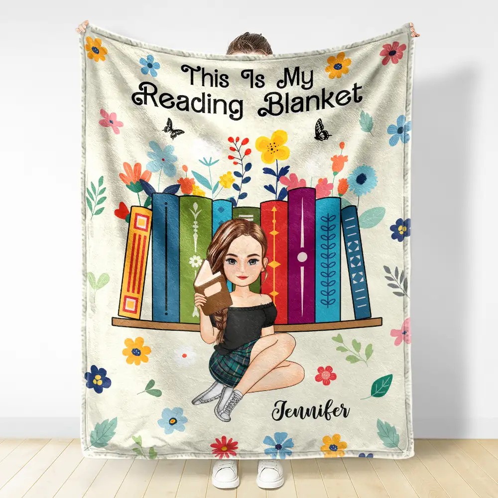 Book Flower My Reading Blanket - Personalized Fleece Blanket, Sherpa Blanket - Image 3