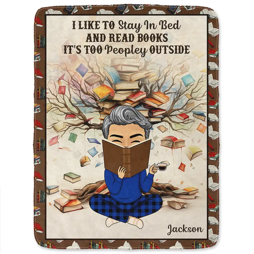Book Tree Just A Girl Who Loves Books - Personalized Fleece Blanket, Sherpa Blanket - Image 2