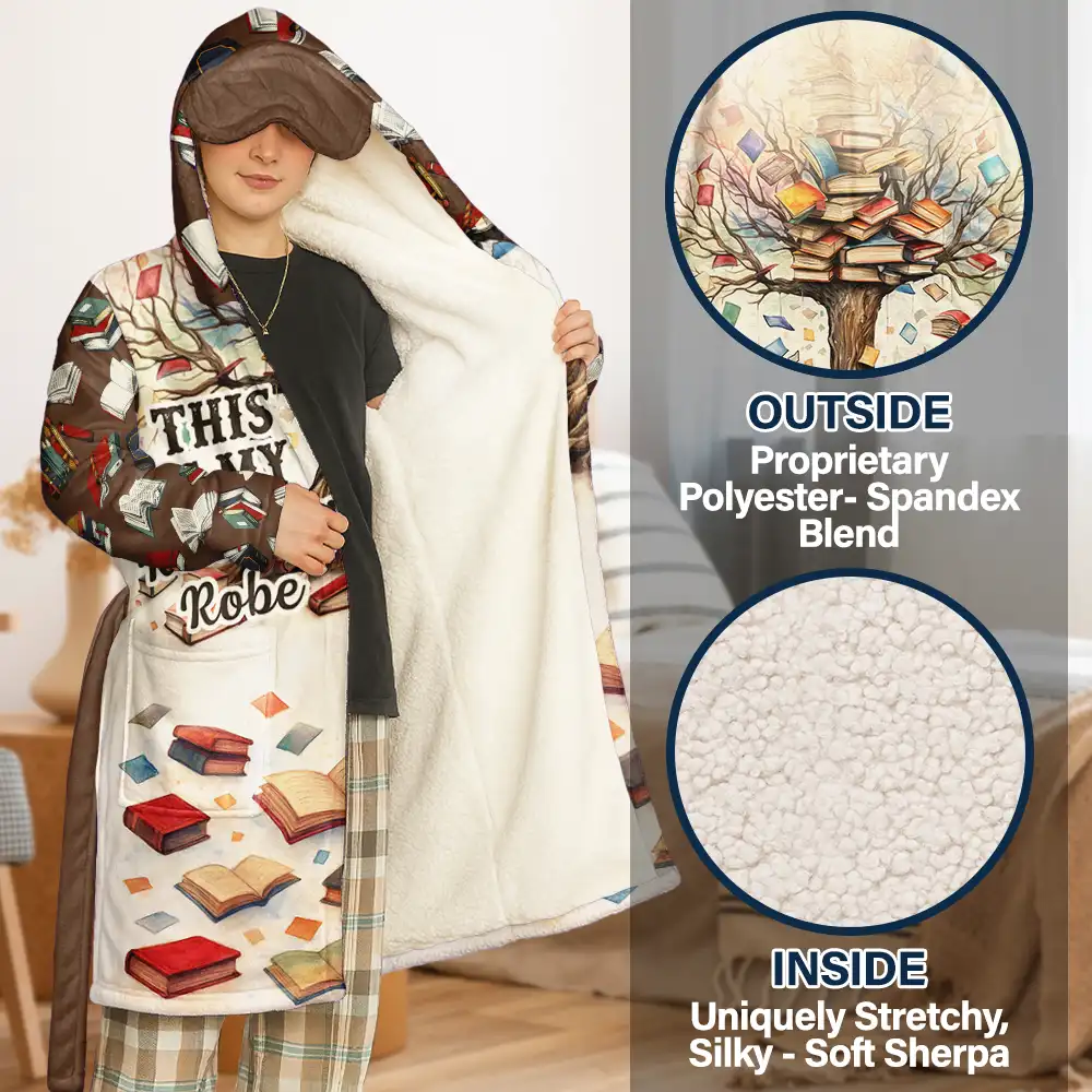 Book Tree This Is My Reading Bath & Bed Item - Personalized Hooded Robe - Image 2