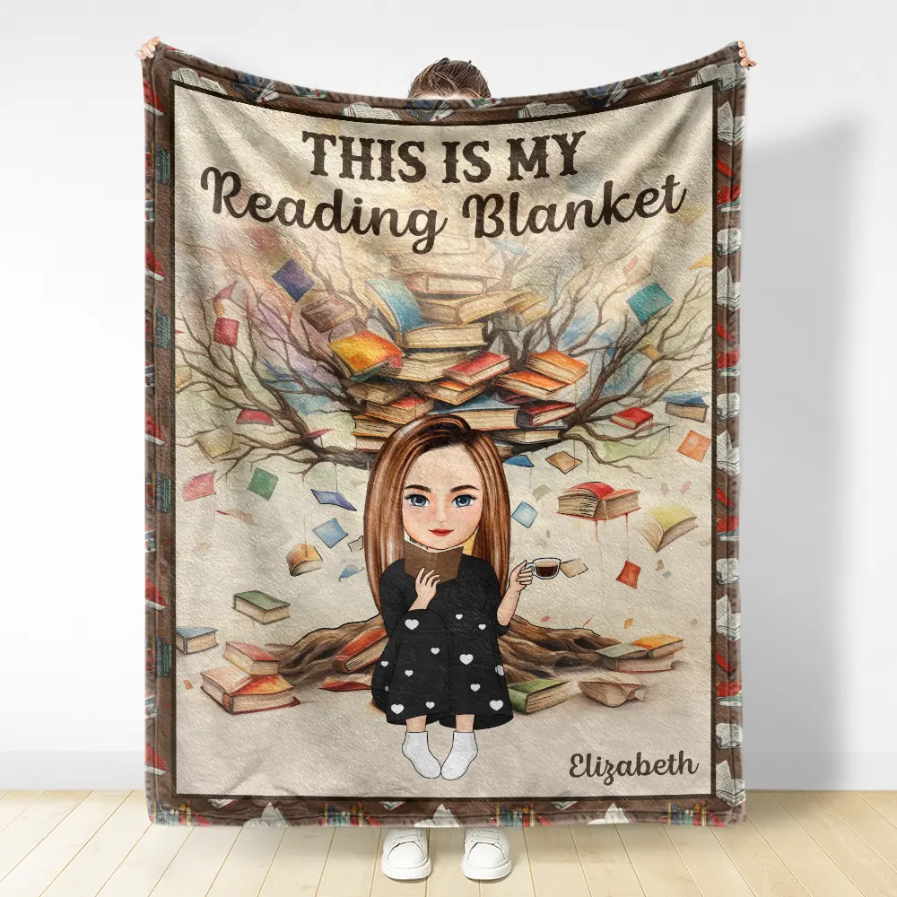 Book Tree This Is My Reading Blanket - Personalized Fleece Blanket, Sherpa Blanket - Image 3
