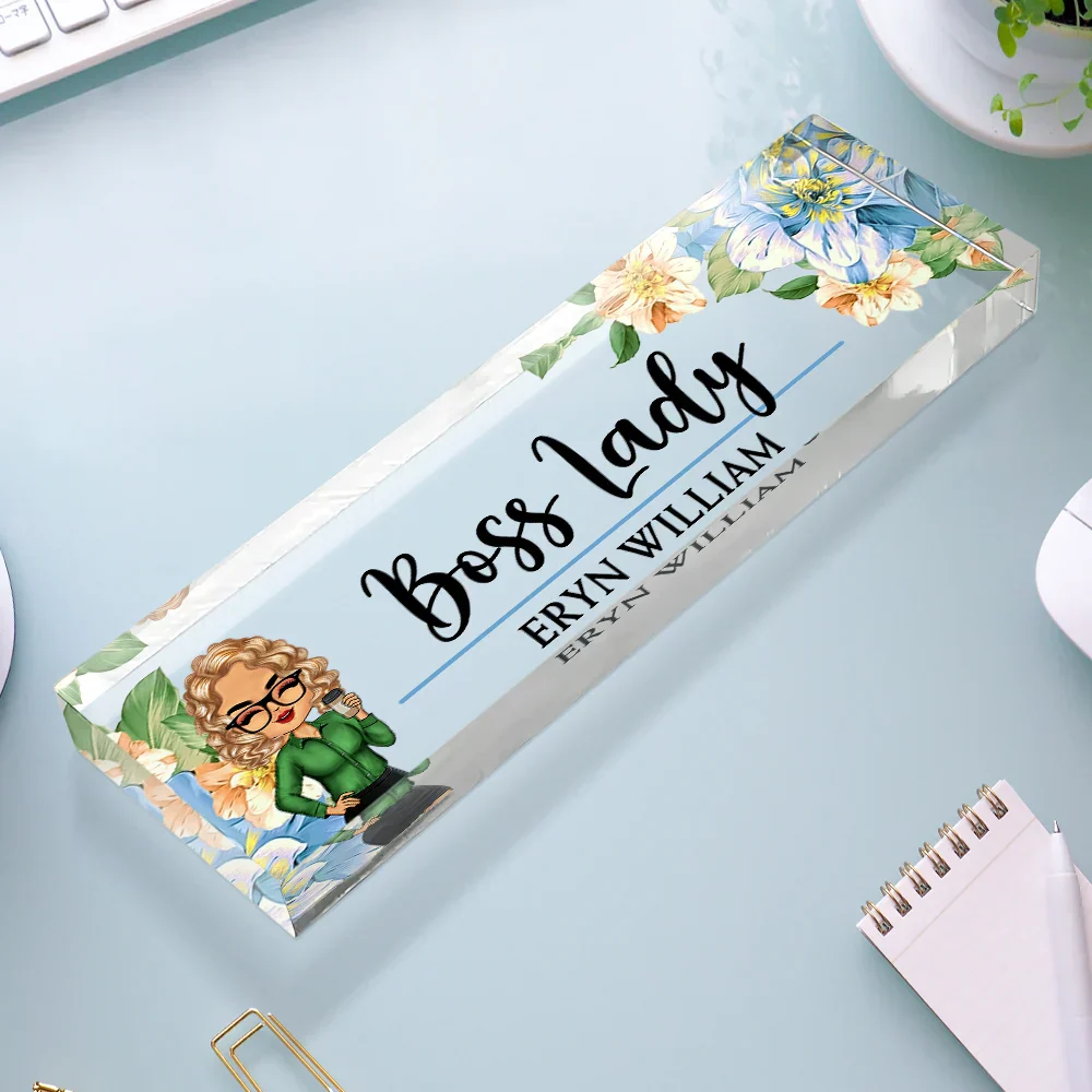Boss Lady Flower Frame - Personalized Desk Name Plate - Image 3