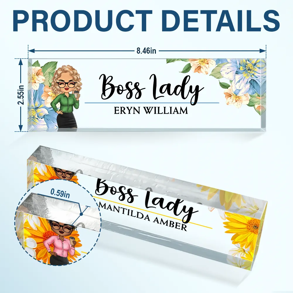 Boss Lady Flower Frame - Personalized Desk Name Plate - Image 5