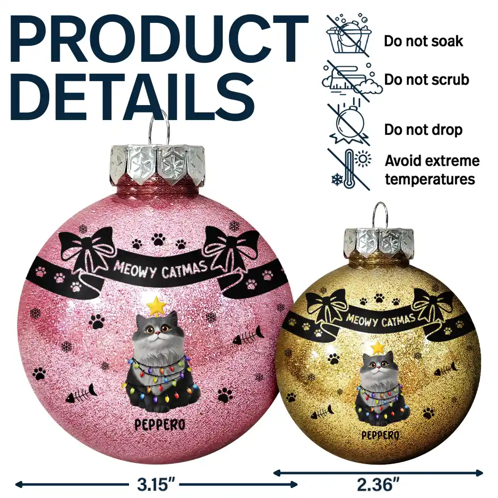 Bowknots Meowy Catmas - Personalized Ball Ornament - Image 7