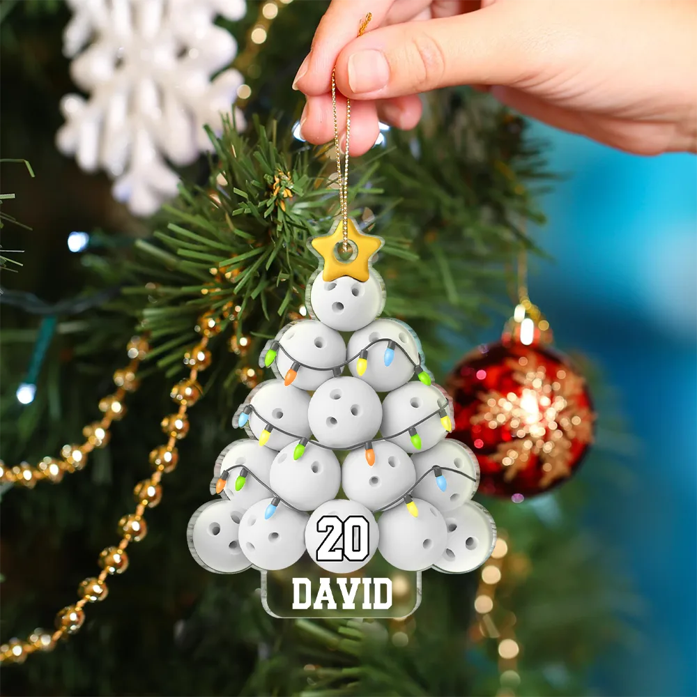 Bowling Christmas Tree - Personalized Custom Shaped Acrylic Ornament - Image 4