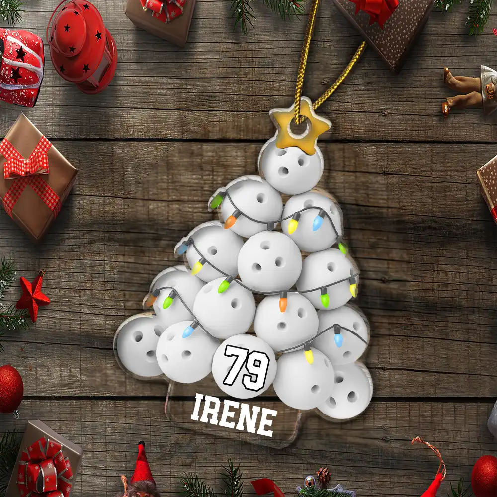 Bowling Christmas Tree - Personalized Custom Shaped Acrylic Ornament - Image 5