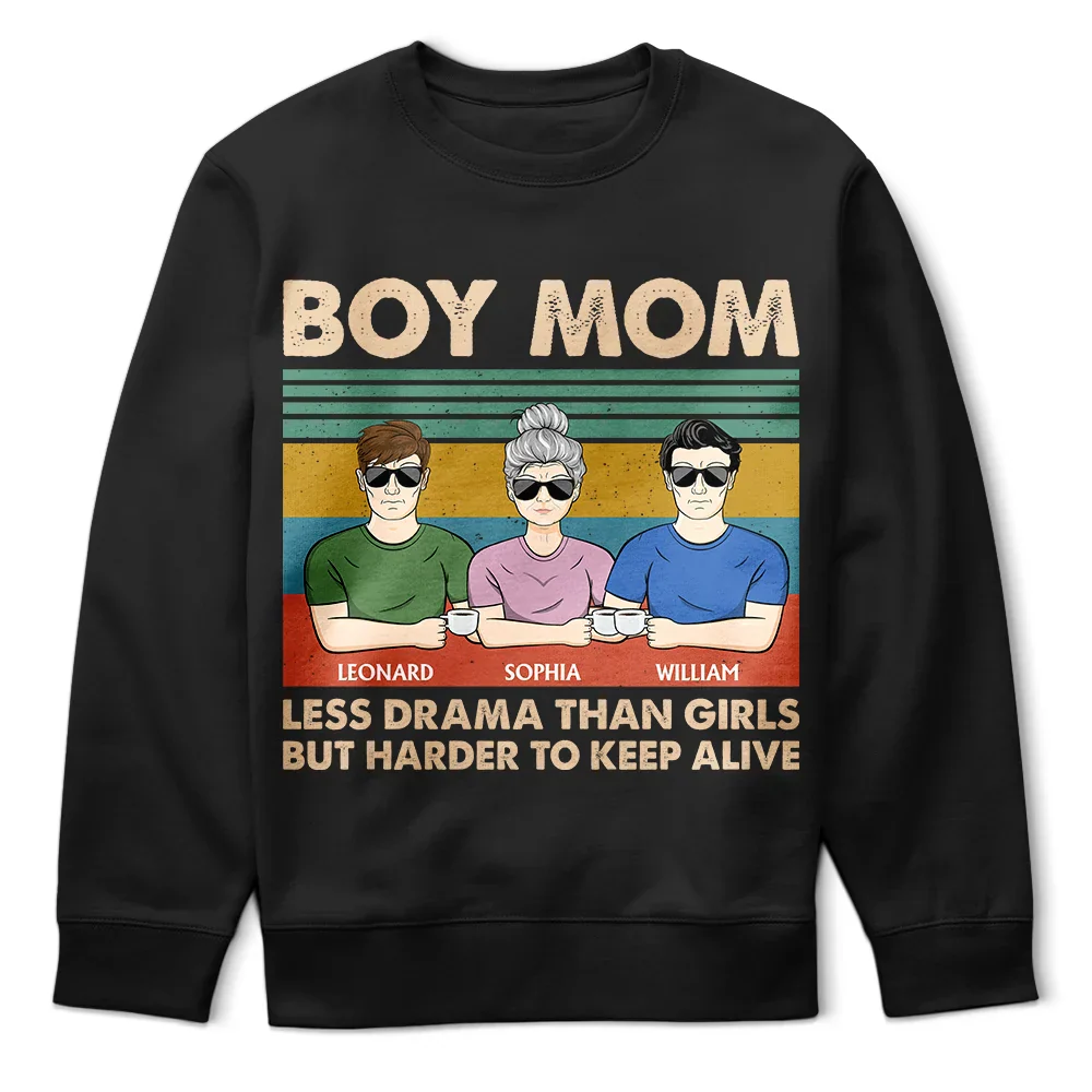 Boy Mom Less Drama Than Girl - Personalized T Shirt - Image 5
