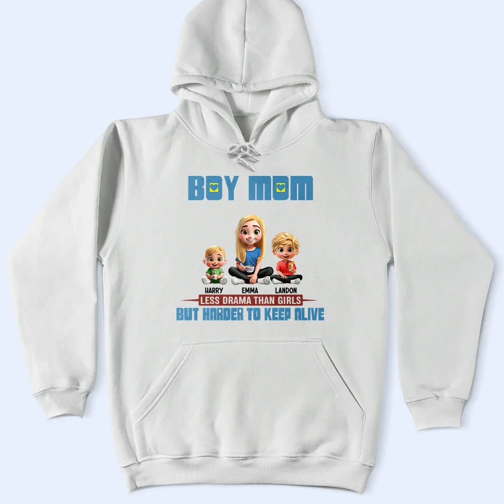 Boy Mom Less Drama Than Girls 3D Effect - Personalized T Shirt - Image 4