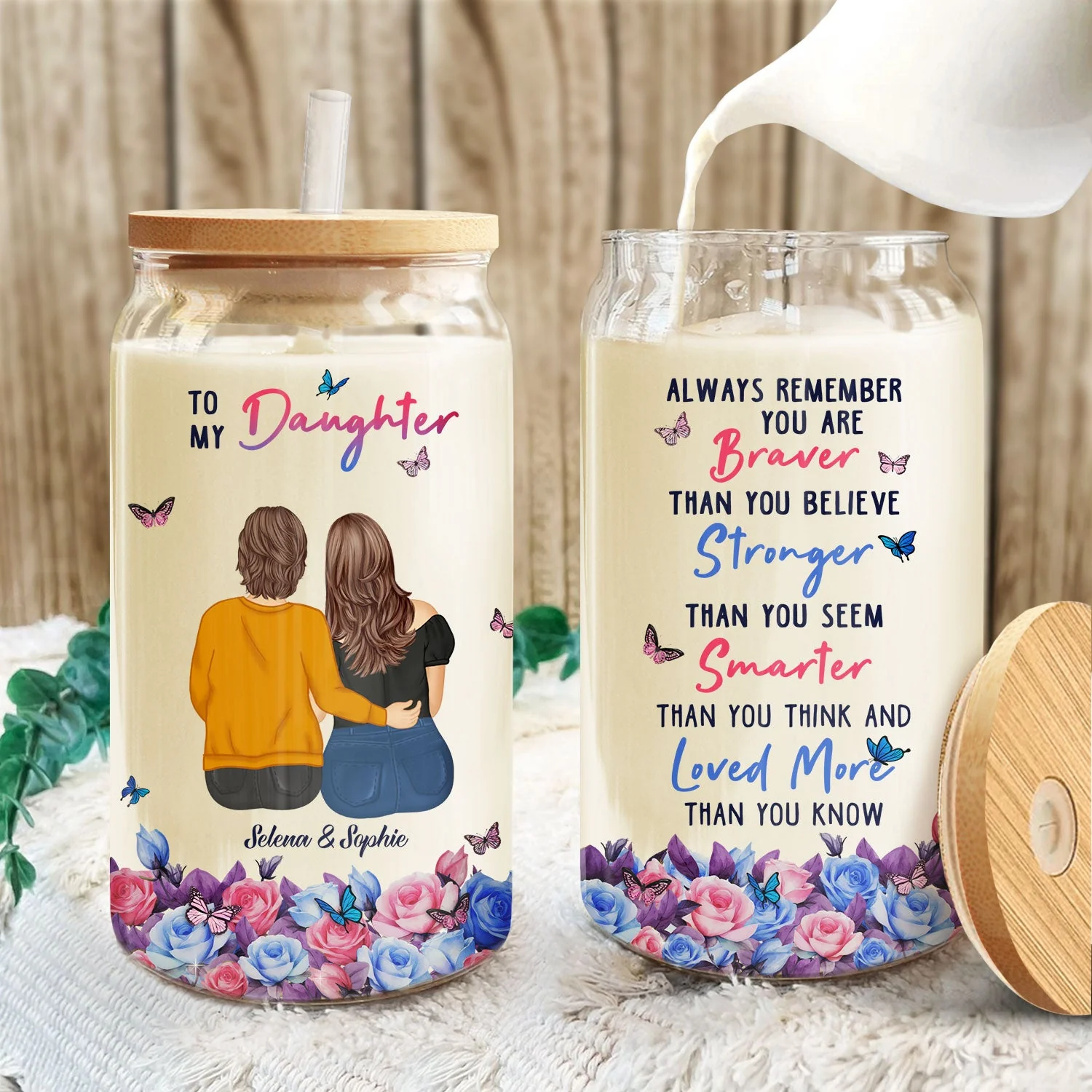 Braver Than You Believe - Gift For Daughter - Personalized Clear Glass Can - Image 3