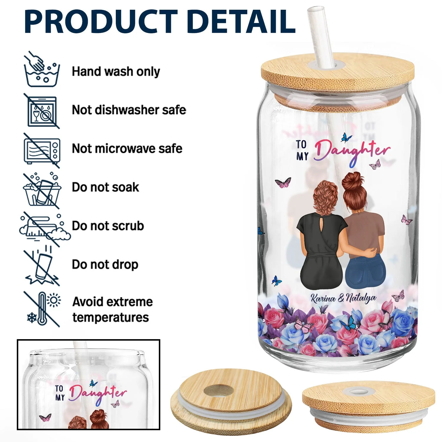 Braver Than You Believe - Gift For Daughter - Personalized Clear Glass Can - Image 5