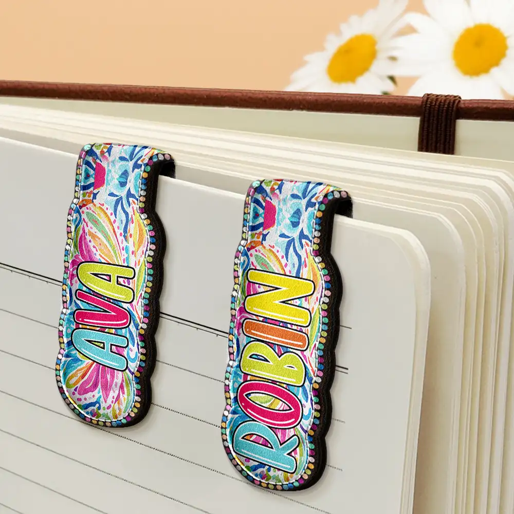 Bright Paisley Name Every Chapter Knows Your Name - Personalized Custom Shaped Leather Magnetic Bookmark - Image 4