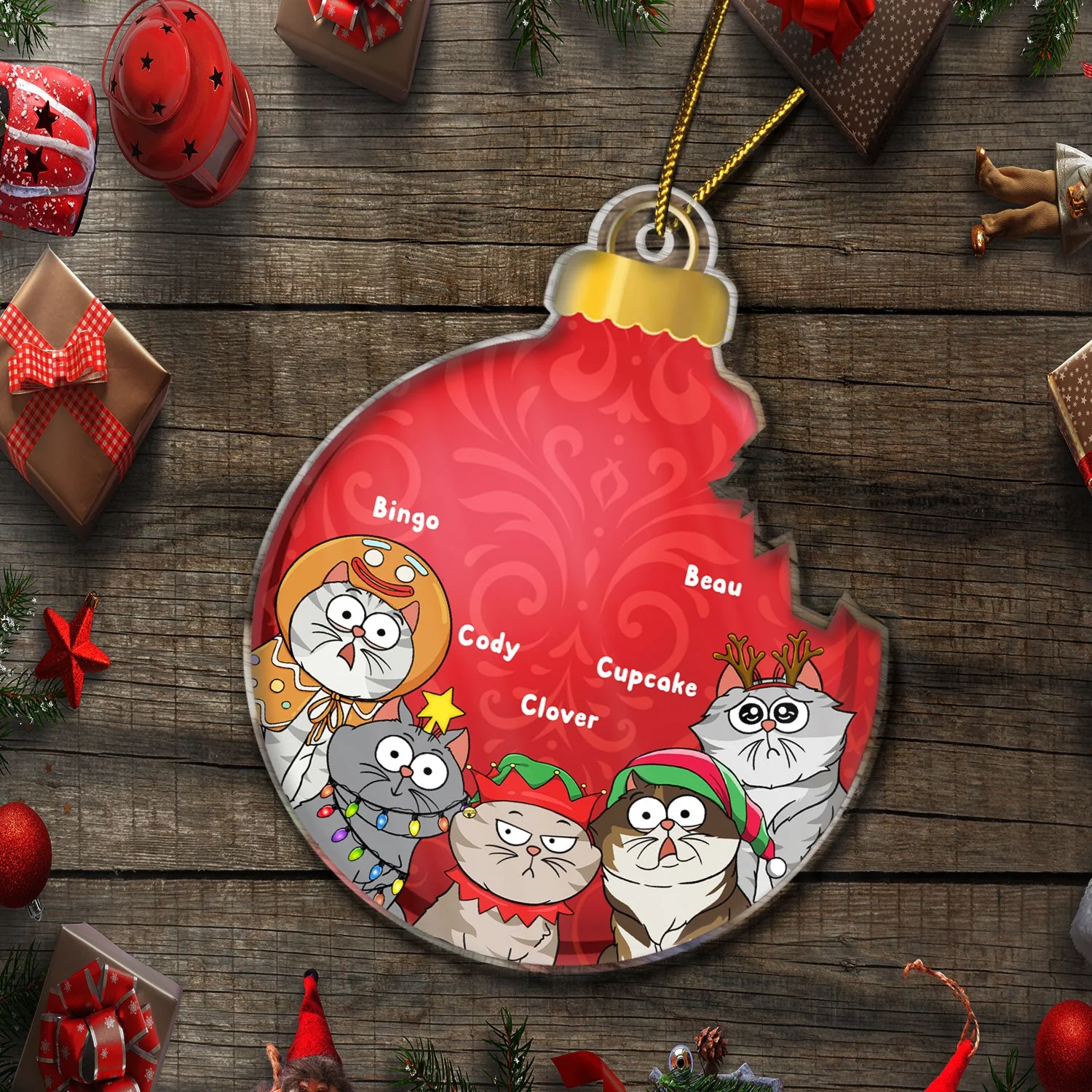 Broken Ornament Funny Cat - Christmas For Cat Lovers - Personalized Custom Shaped Acrylic Ornament - Image 5