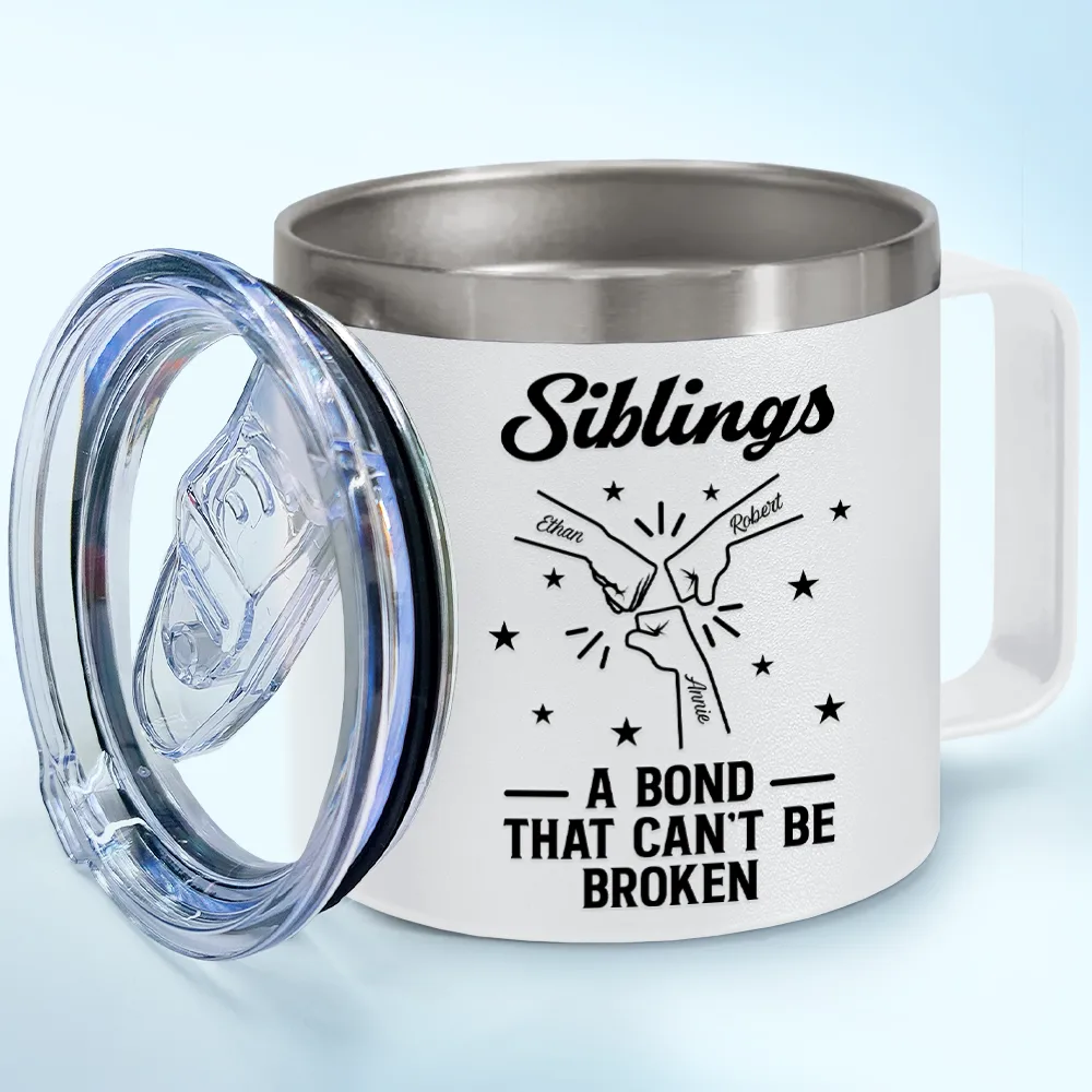 Brothers A Bond That Can't Be Broken - Personalized 14oz Stainless Steel Tumbler With Handle - Image 2