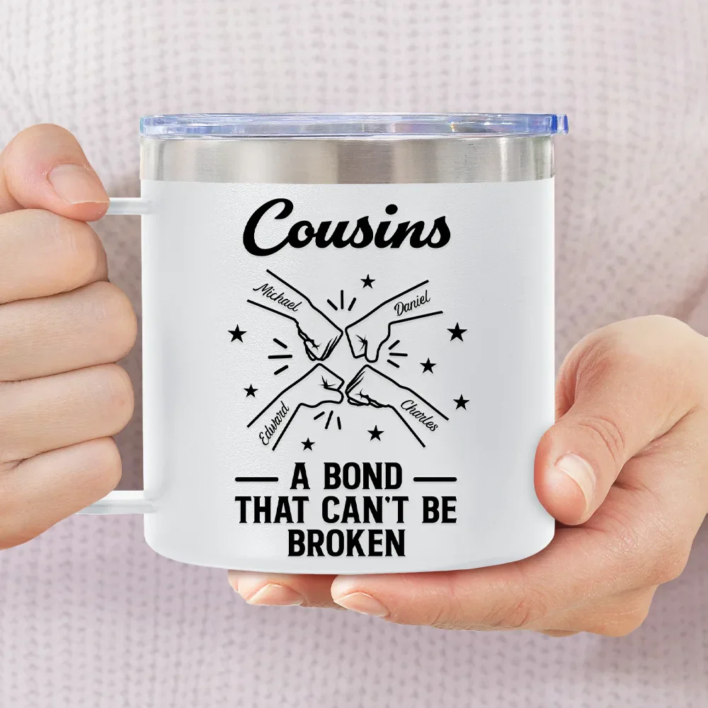 Brothers A Bond That Can't Be Broken - Personalized 14oz Stainless Steel Tumbler With Handle - Image 3