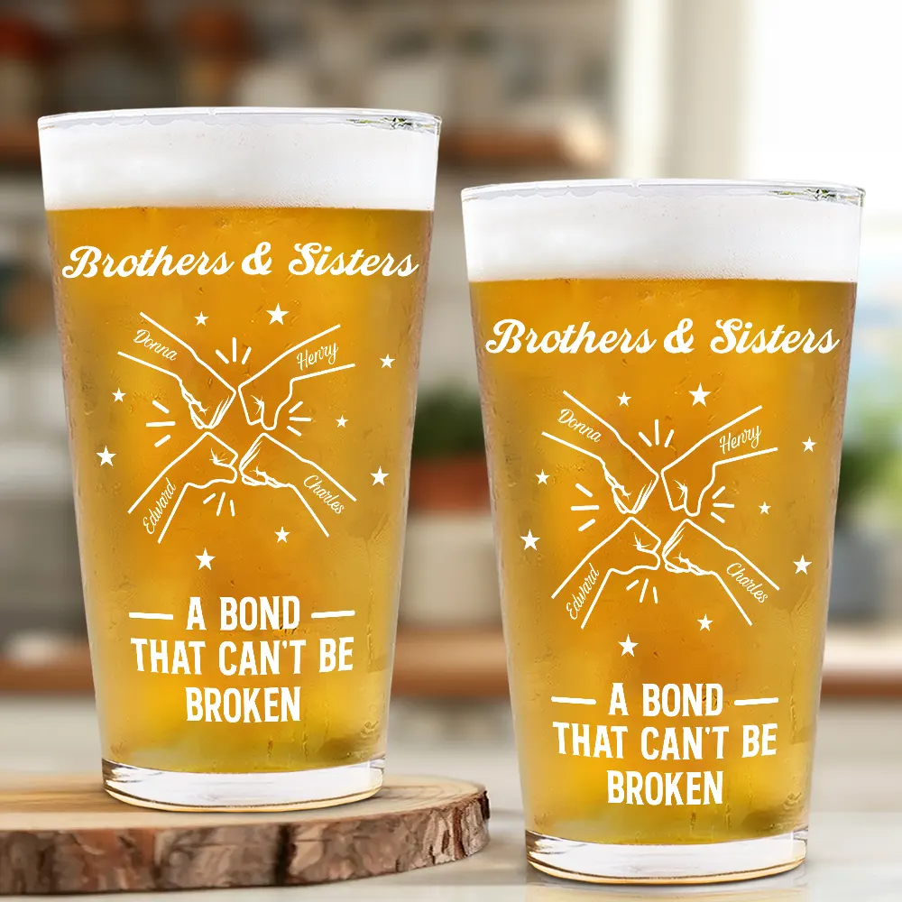 Brothers A Bond That Can't Be Broken - Personalized Beer Glass - Image 2