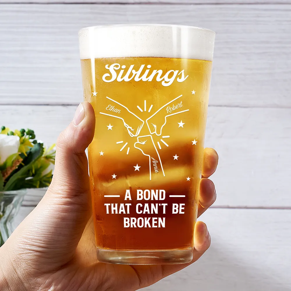 Brothers A Bond That Can't Be Broken - Personalized Beer Glass - Image 3