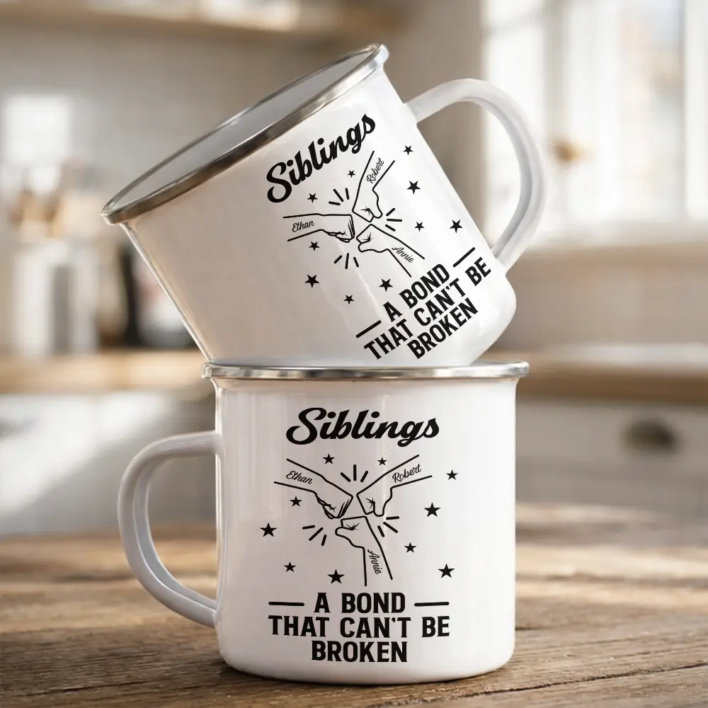 Brothers A Bond That Can't Be Broken - Personalized Enamel Mug - Image 2