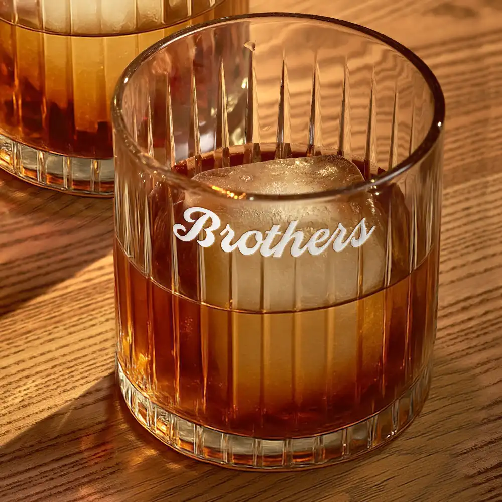 Brothers A Bond That Can't Be Broken - Personalized Rocks Whiskey Glass - Image 4