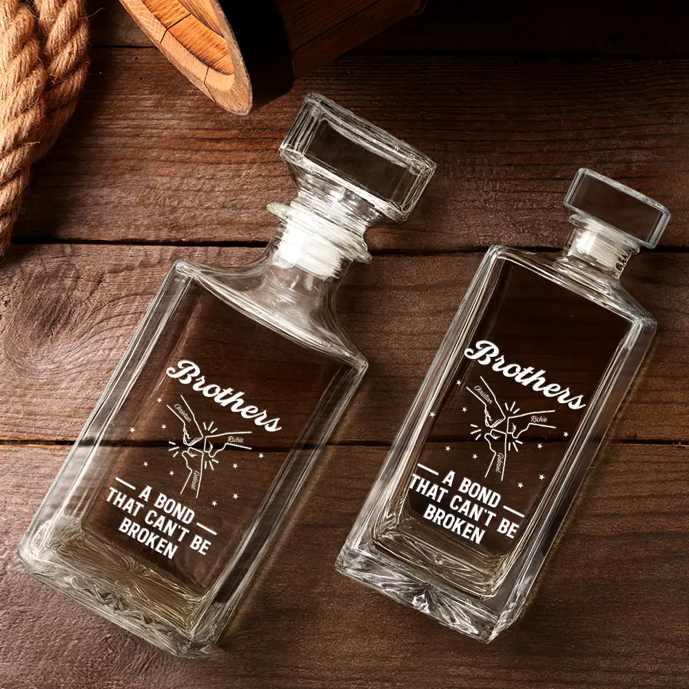 Brothers A Bond That Can't Be Broken - Personalized Square Whiskey Bottle - Image 3