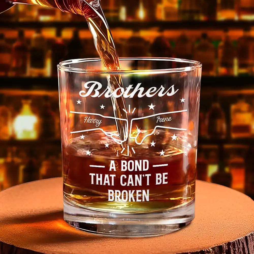 Brothers A Bond That Can't Be Broken - Personalized Whiskey Glass - Image 4