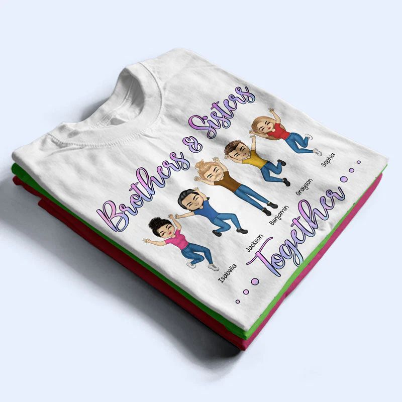 Brothers & Sisters Together Ready To Face Besties Siblings - Personalized Custom Hoodie - Image 2