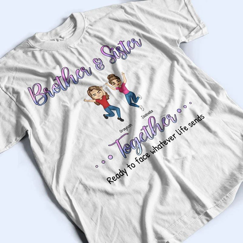 Brothers & Sisters Together Ready To Face Besties Siblings - Personalized Custom Hoodie - Image 3
