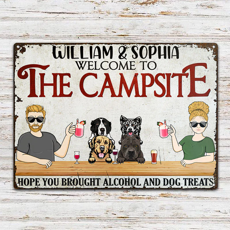 Brought Alcohol And Dog Treats - Backyard Dog Owner - Personalized Custom Classic Metal Signs - Image 2