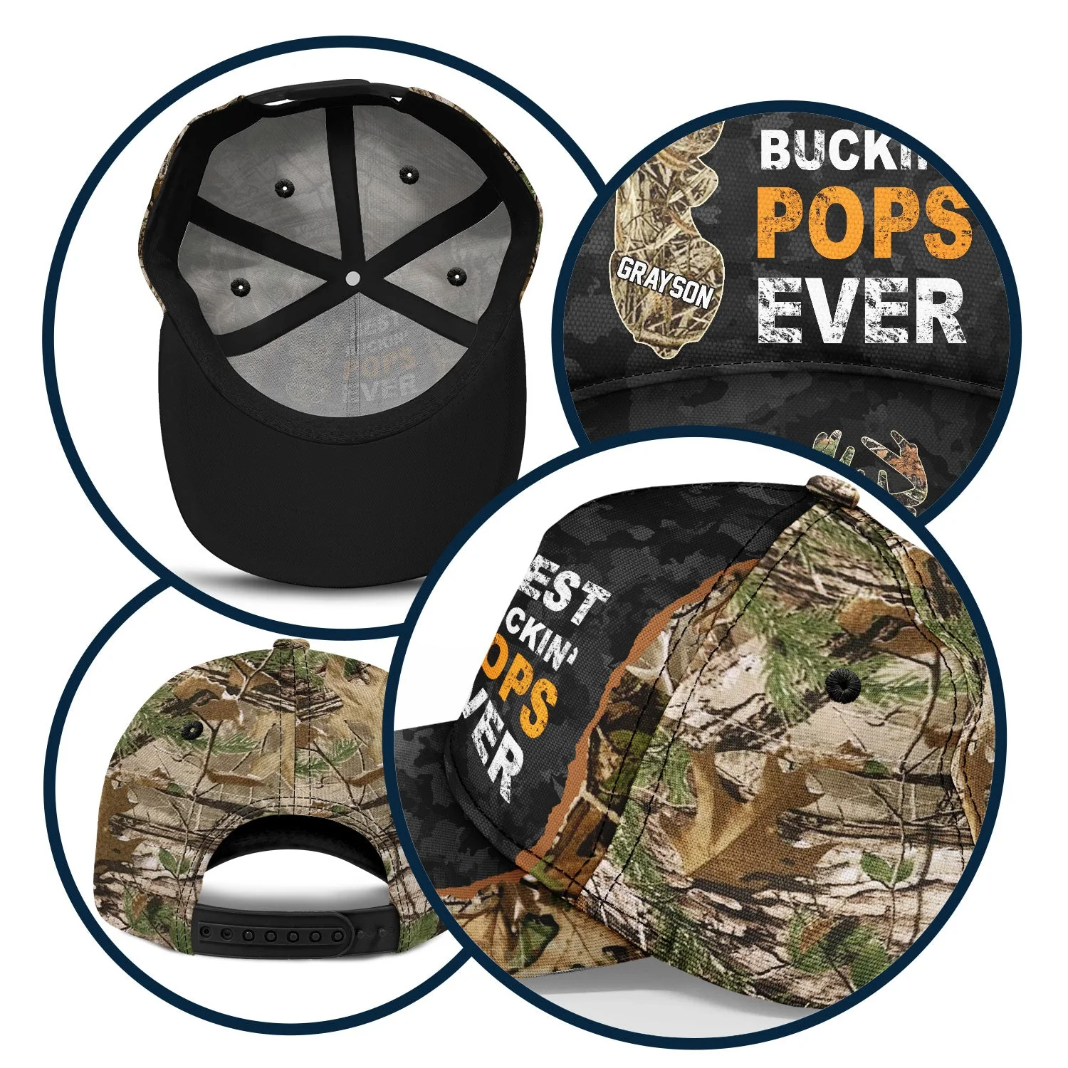 Bucking Dad Grandpa Hunting - Gift For Father, Grandfather - Personalized Classic Cap - Image 5