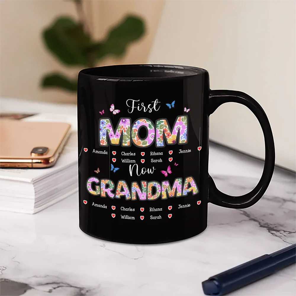 Butterfly Flower Title First Mom Now Grandma - Personalized Mug - Image 5