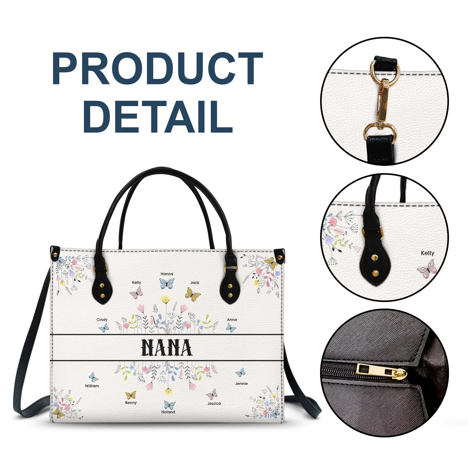 Butterfly Grandma - Gift For Grandma - Personalized Leather Bag - Image 6