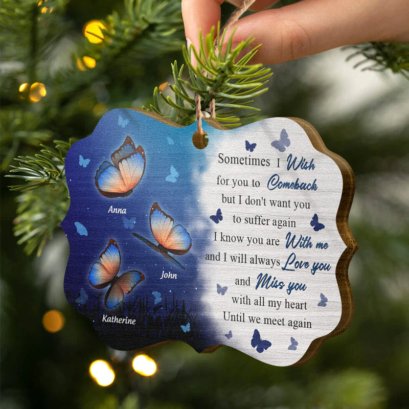 Butterfly Miss You All My Heart - Memorial Gift - Personalized Custom Wooden Ornament, Aluminum Ornament - Image 3