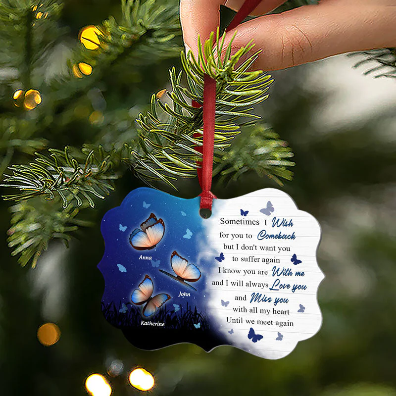 Butterfly Miss You All My Heart - Memorial Gift - Personalized Custom Wooden Ornament, Aluminum Ornament - Image 5