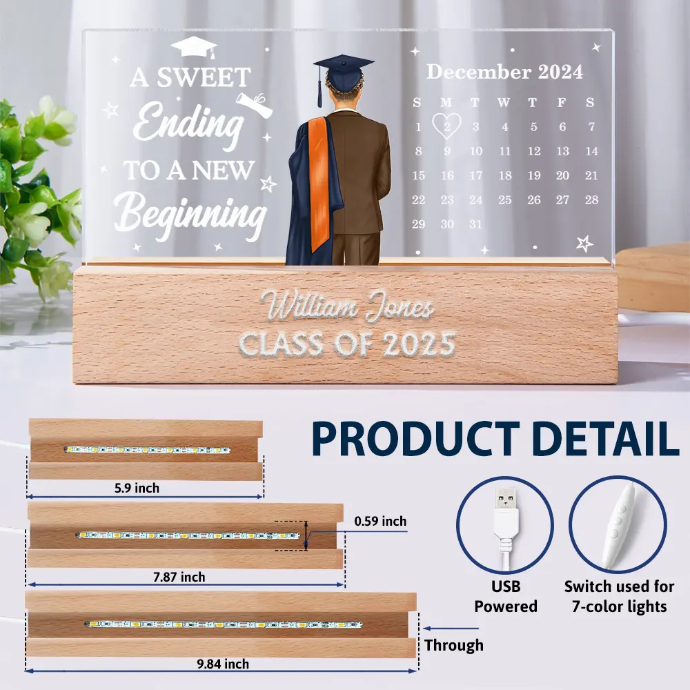 Calendar A Sweet Ending To A New Beginning - Personalized Rectangle LED Light - Image 6