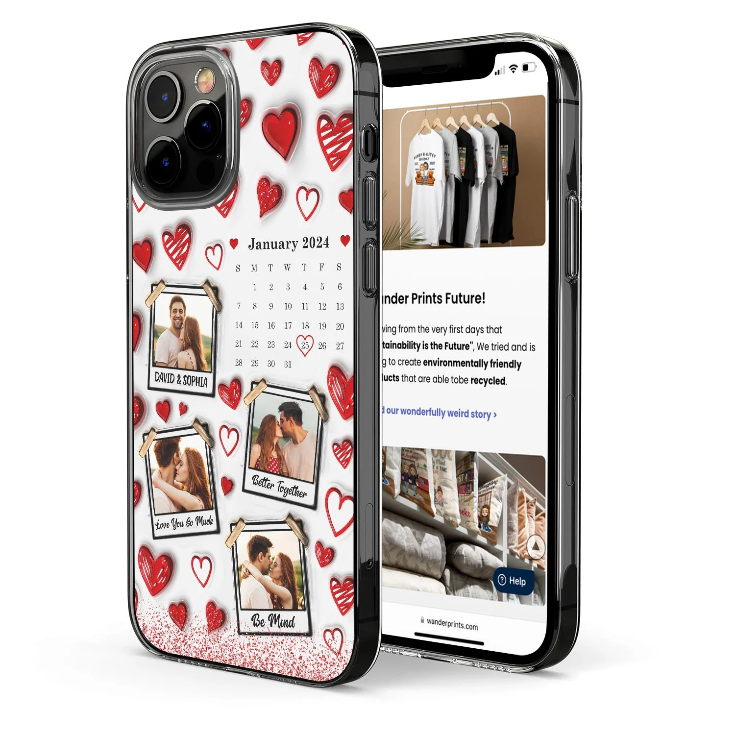 Calendar Custom Photo Couples - 3D Inflated Effect Printed Clear Phone Case, Personalized Clear Phone Case - Image 2