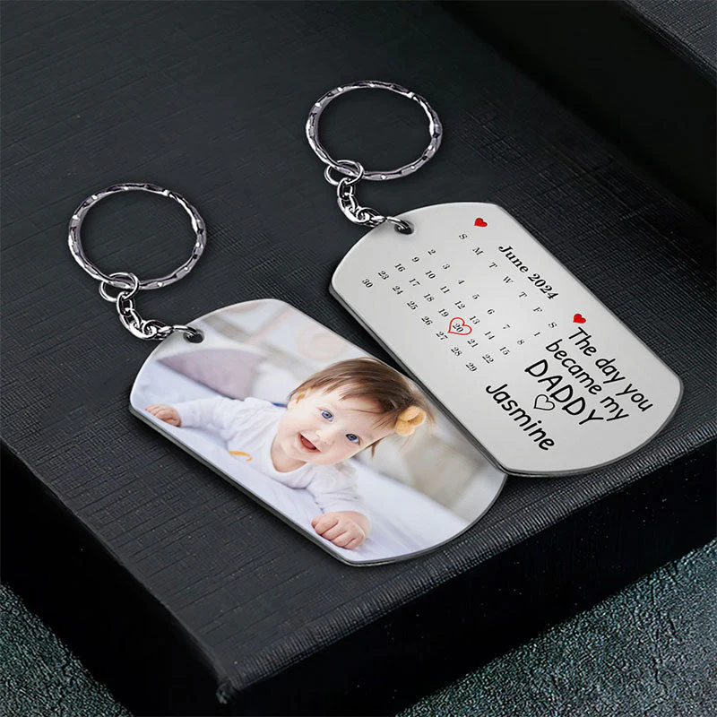 Calendar Custom Photo The Day You Became My Mommy - Gift For Mother, Father - Personalized Aluminum Keychain - Image 3