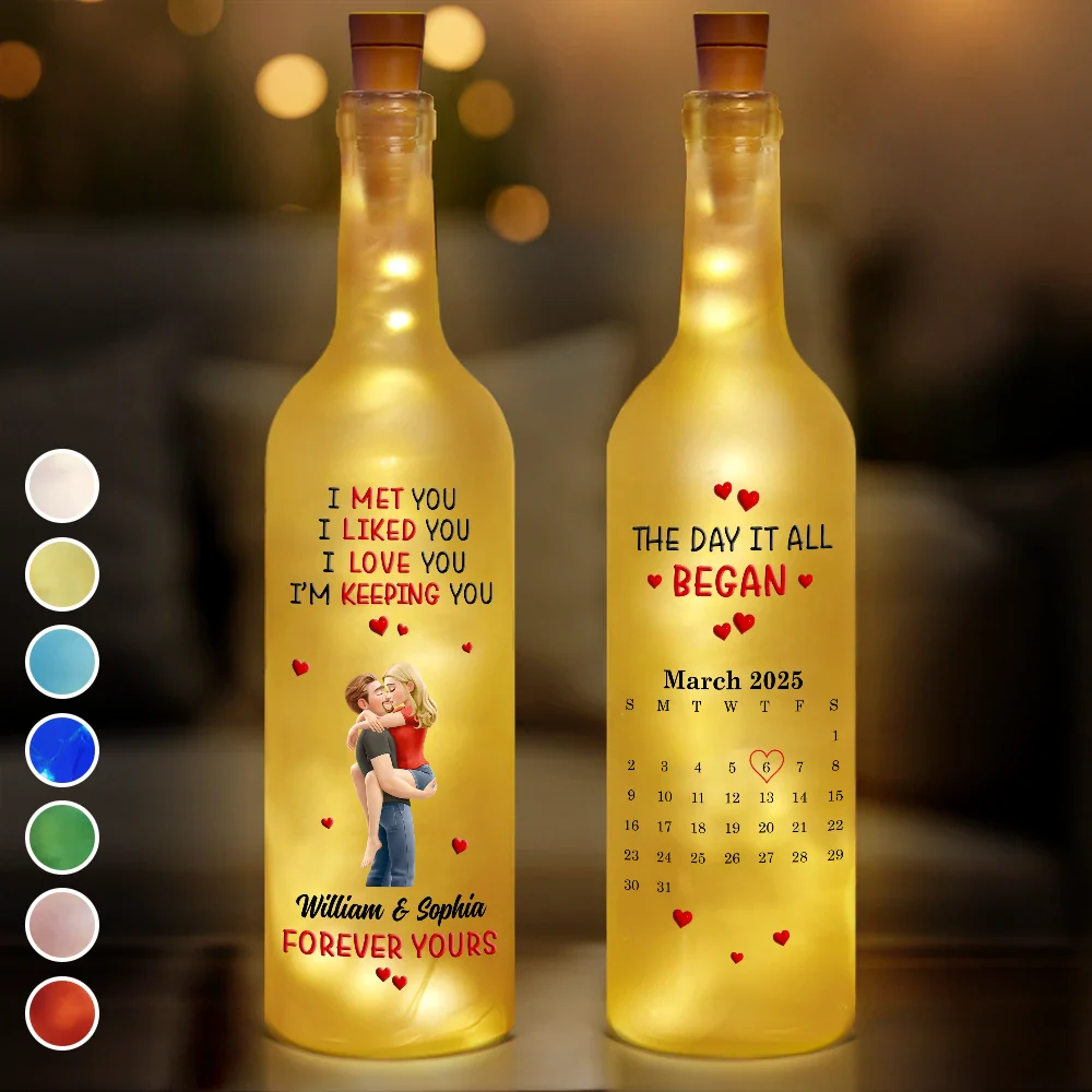 Calendar I Met You Liked You Love You Forever - Personalised Bottle Light - Image 2