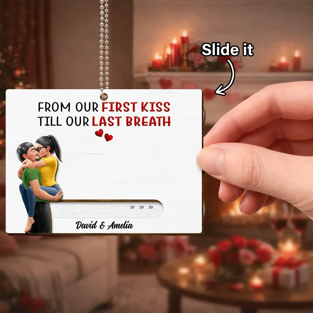 Calendar I Met You Liked You Love You Forever - Personalized Hanging Wooden Slide Card - Image 2
