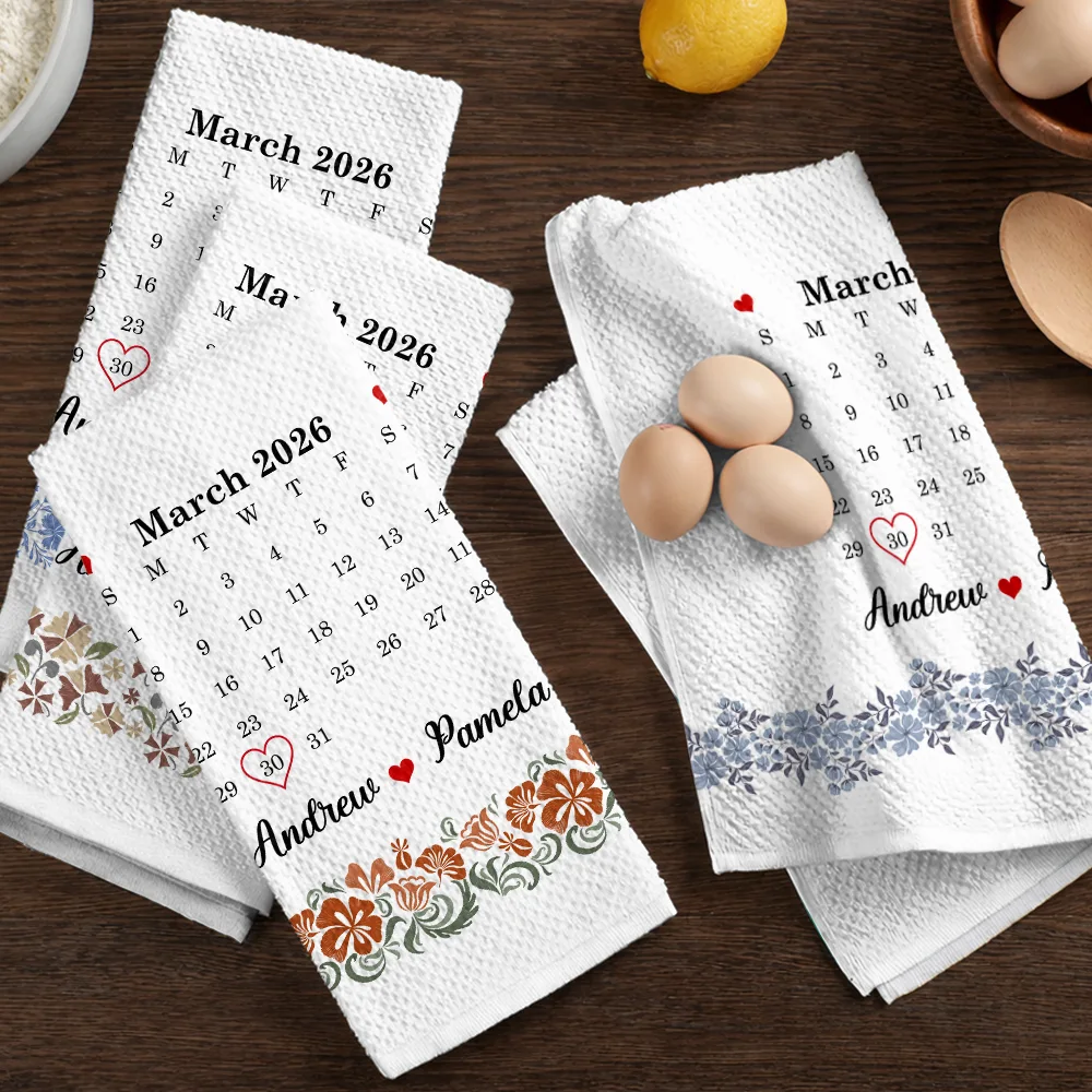 Calendar Married Couple Forever Together - Personalized Kitchen Towel - Image 5