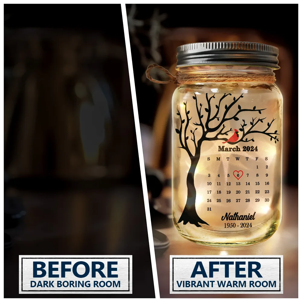 Calendar Memorial A Limb Has Fallen From The Family Tree - Personalized Mason Jar Light - Image 4